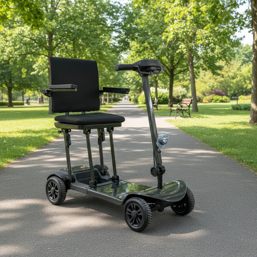 Automatic Folding Electric Elderly Mobility Scooter HENGYI HC702 200W Motor 19mph Lightweight Aluminum Alloy 100kg Capacity 24V