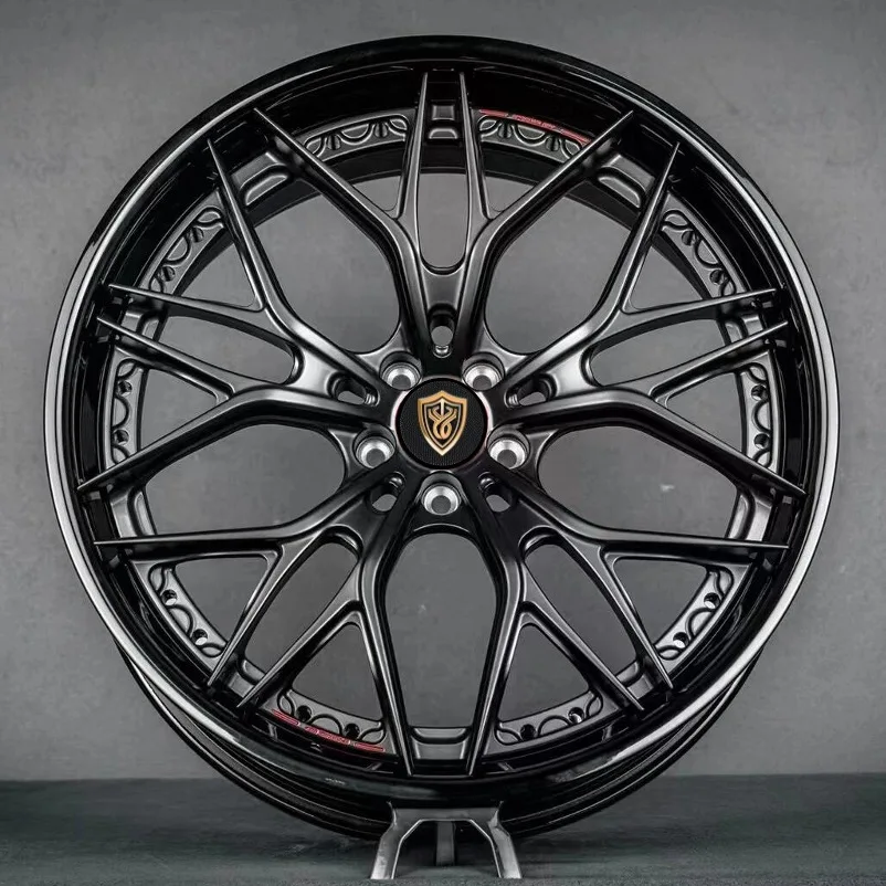 Hyper Black 2 Pieces Hot Selling Forged Stagger Aluminum Alloy Rims for Luxury C8 BMW Ferrari Deep Concave 16-26 Inch Wheel