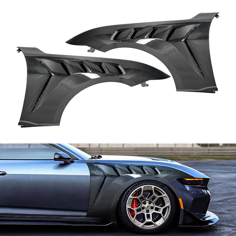 GTD Style Carbon Fiber Front Fender for 2024+ for Ford Mustang Vented Side Front Auto Parts