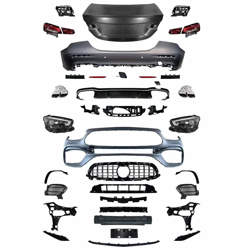 For 2016-2023 Mercedes-Benz E-Class Body Kit W213 Upgrade E63 AMG Front and Rear Bumper Grille Spoiler From Old to New