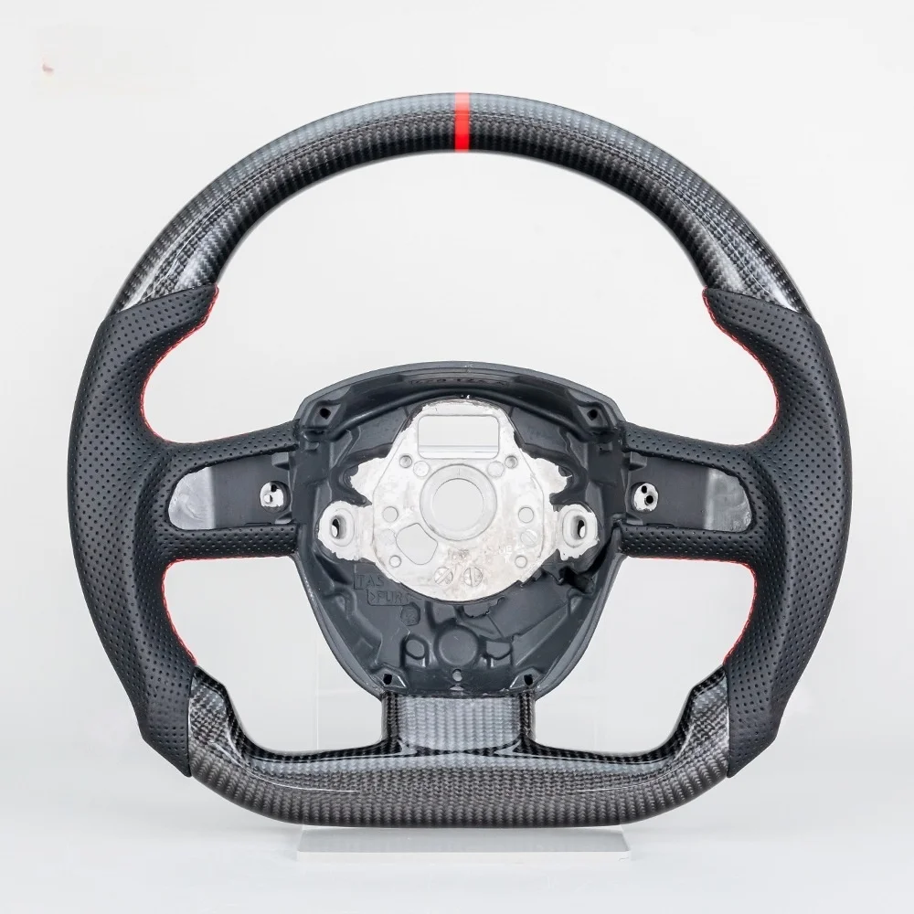 Custom Premium 12 O'clock Racing Carbon Fiber Leather Car Steering Wheel Upgrade for Audi A5 B7 2008-2010