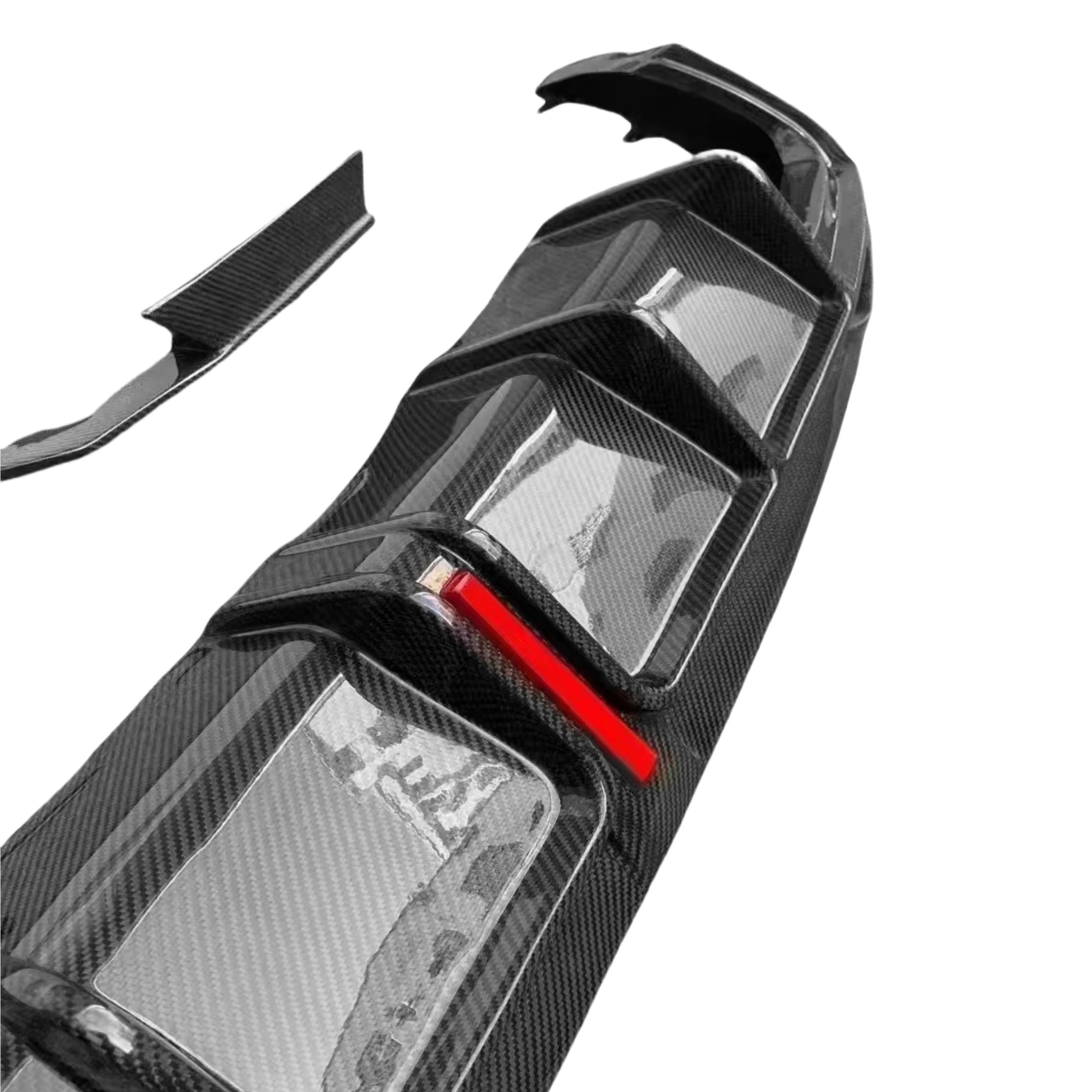 3 PCS Carbon Fiber Car Bumpers Front Lip Rear Bumper Diffuser With LED Light Spoiler for Audi A4 B10 Sports 2021+ A4 Diffuser