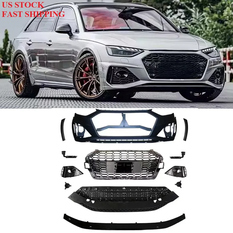 Car Allroad A4 S4 B9.5 Front Bumpers Body Kit RS4 Style Front Bumper Assembly for Audi A4 S4 Allroad 2020-2024 B9.5 RS4 Style