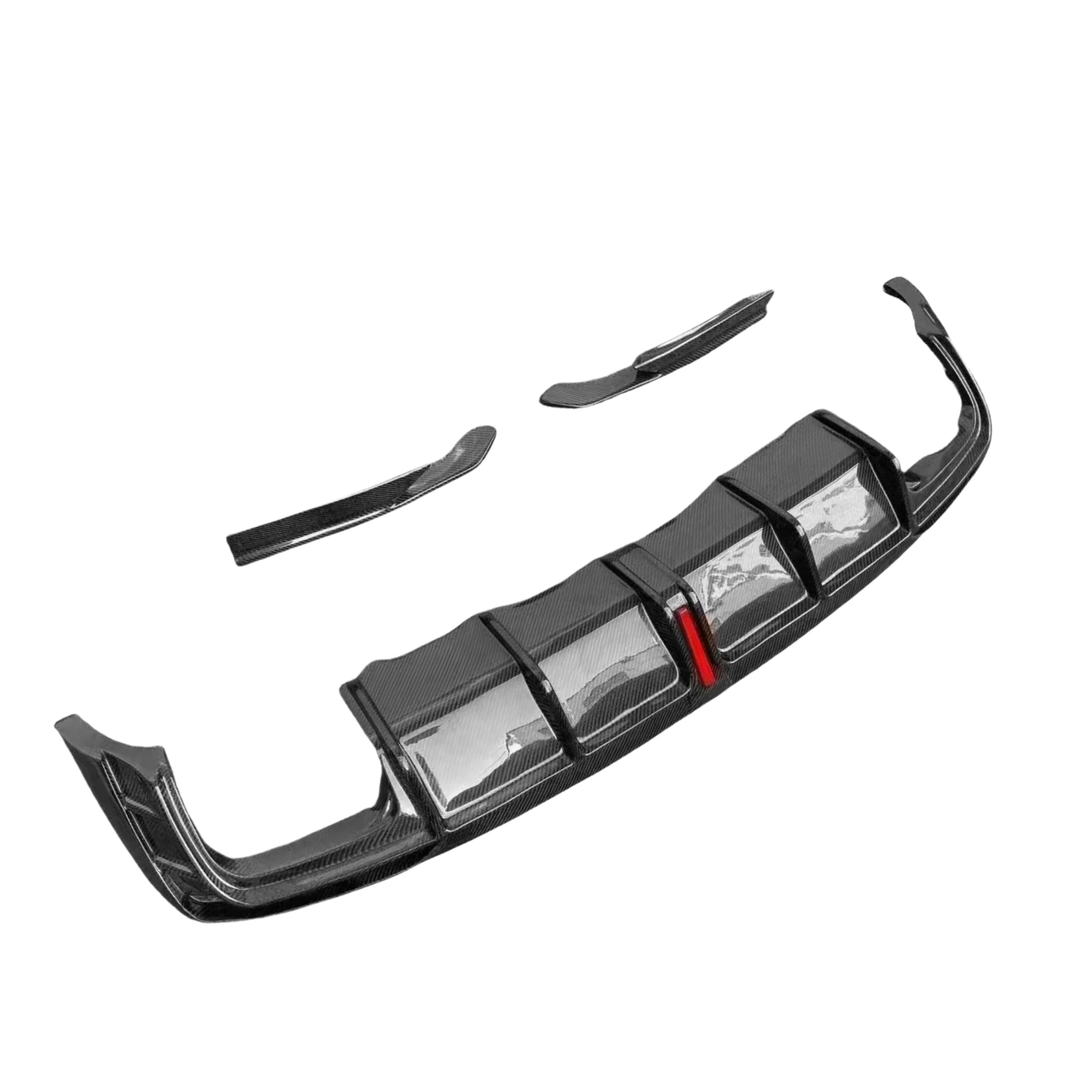 3 PCS Carbon Fiber Car Bumpers Front Lip Rear Bumper Diffuser With LED Light Spoiler for Audi A4 B10 Sports 2021+ A4 Diffuser