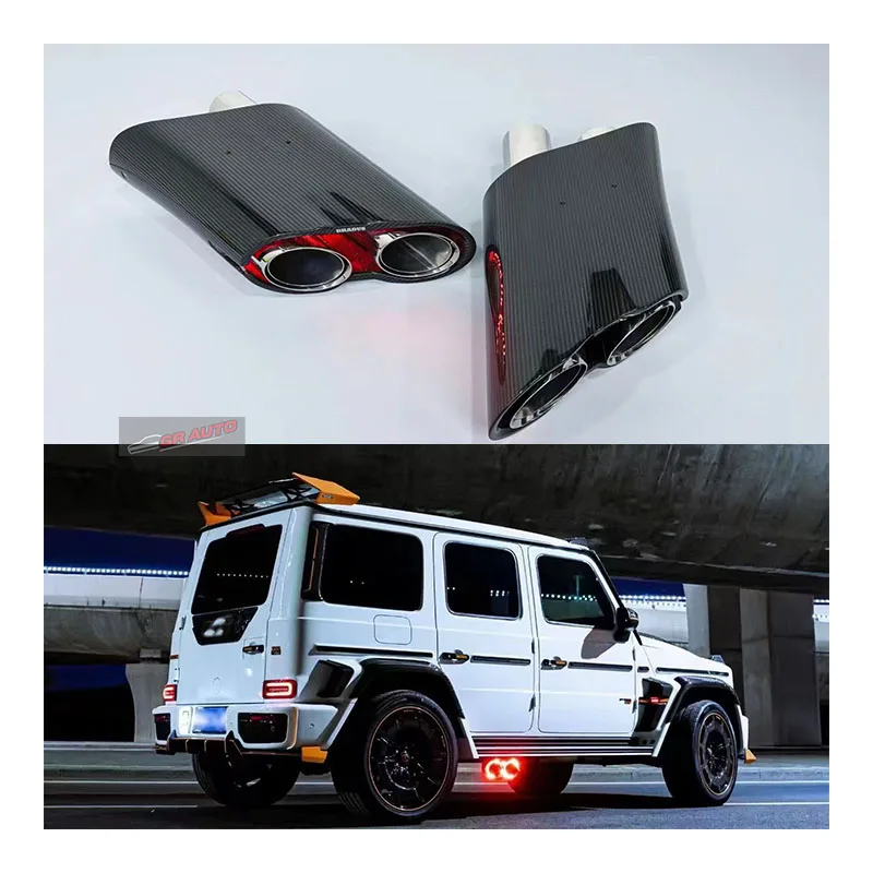 For OEM G900 Rocket Style Dry Carbon Fiber Car Rear Exhaust Pipe Led Decoration Protection