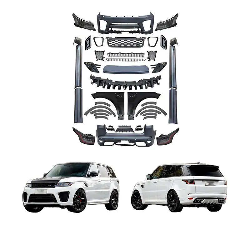 Body Kit for LAND ROVER RANGE ROVER SPORT 2014-2017 Upgrade to 2018 SVR Style Include Front Rear Bumper Headlights Taillamps