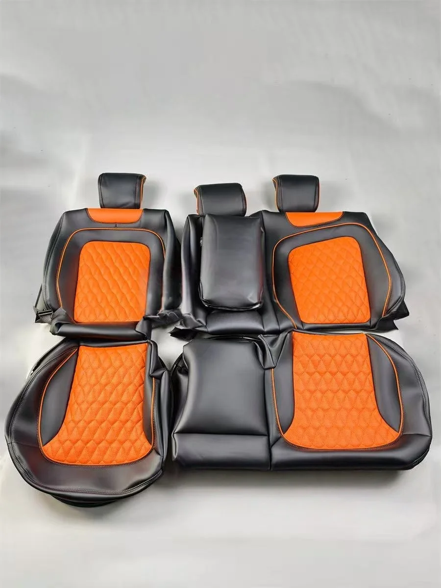 Black and Red Diamond Pattern Full Set Leather Seat Cover for Benz G Class W463 W464 W465 Interior Kits Popular Style for G55