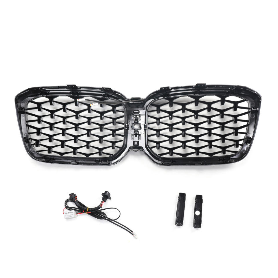 2022-2025 for BMW X3 G08 Front Bumper Grille ABS Plastic Diamond Meteor Style with LED Light Car Grills
