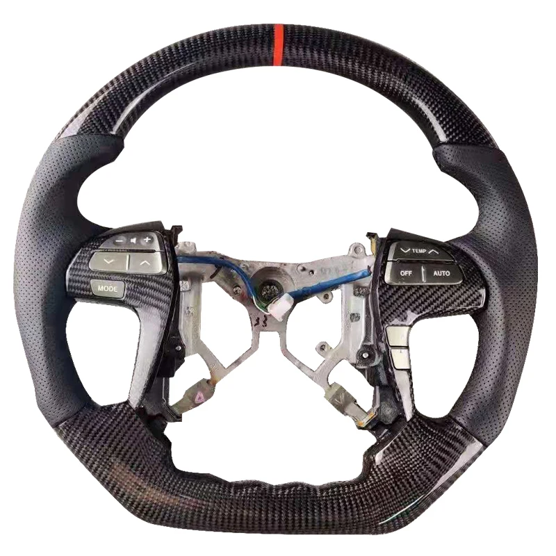 Custom Wood Car Steering Wheel for Toyota Hilux Revo Fortuner Vigo 2011 to 2018 Steering Wheel Carbon Fiber