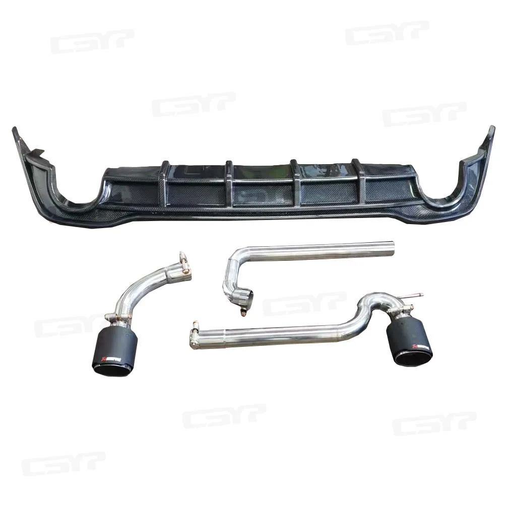 For 2020 2023 Volkswagen Golf8 MK8 CS Style Carbon Fiber Rear Bumper Diffuser with Exhaust Pipe GTI8 Auto Racing