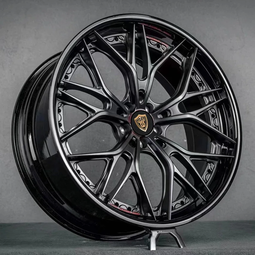 Hyper Black 2 Pieces Hot Selling Forged Stagger Aluminum Alloy Rims for Luxury C8 BMW Ferrari Deep Concave 16-26 Inch Wheel