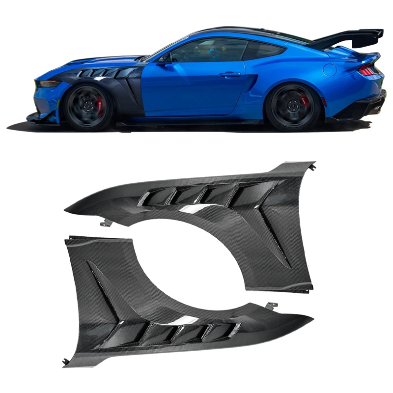 GTD Style Carbon Fiber Front Fender for 2024+ for Ford Mustang Vented Side Front Auto Parts