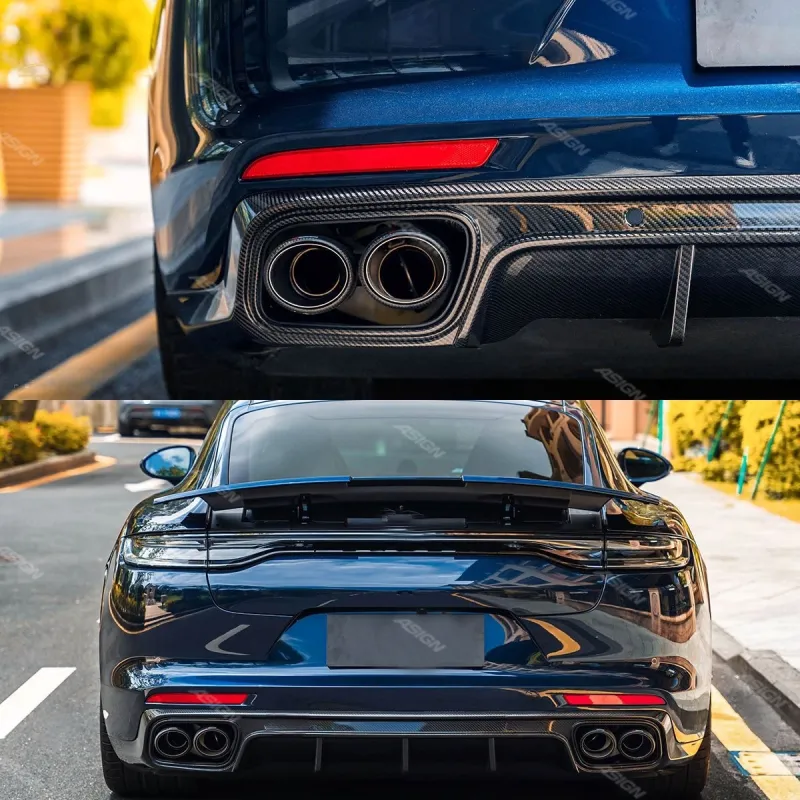 For Panamera 971 PINDUN Turbo S Bodykit Carbon Fiber Bodykit Rear Bumper Lip Diffuser for Porsche Panamera 971
