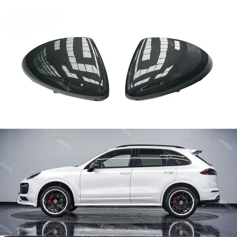 Carbon Fiber Rearview Side Mirror Cover Replacement for Porsche Cayenne 958.2 2015–2017