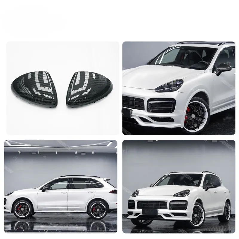 Carbon Fiber Rearview Side Mirror Cover Replacement for Porsche Cayenne 958.2 2015–2017