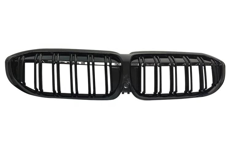 Glossy Black Carbon Fiber Front Kidney Grill Double Line Front Grille for BMW G20 G21 330i M340i 2019 2020 2021
