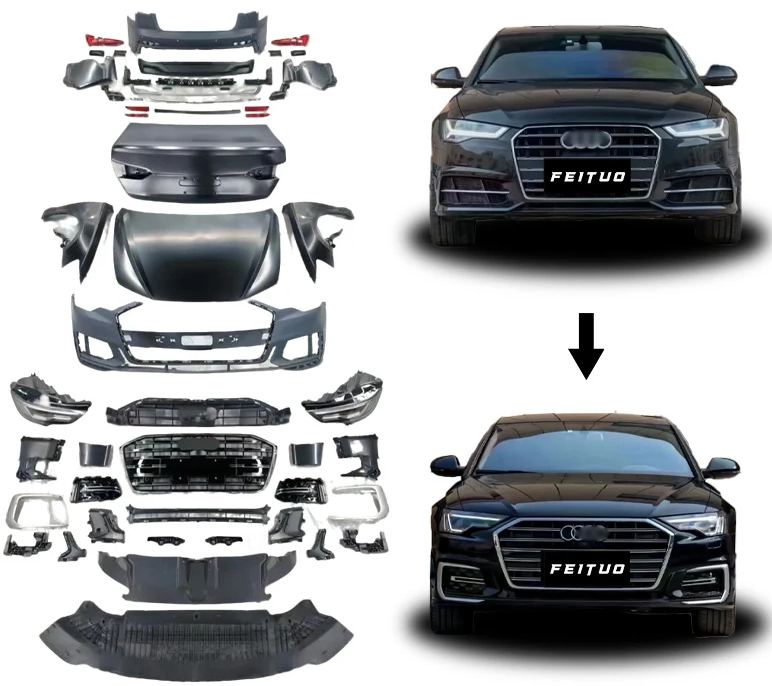 FEITUO High Quality PP Material 2023+ A6L Conversion Bodykit for Audi A6 C7 2012-2018 Upgrade to C8 PA Include Car Bumpers