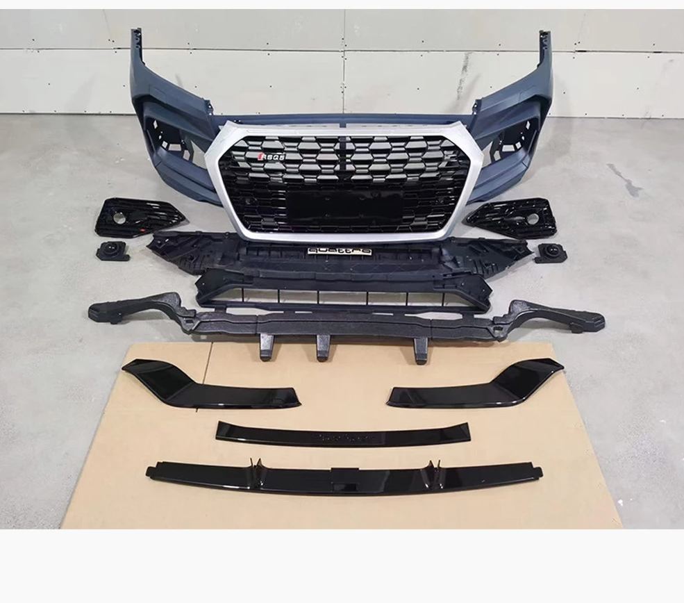 2018-2020 for Audi Q5 Modified with RSQ5 Front Bumper, Including Black and Silver Grille, RSQ5 Sport-style Front Bumper Assembly