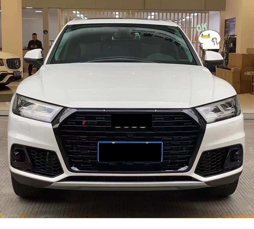 2018-2020 for Audi Q5 Modified with RSQ5 Front Bumper, Including Black and Silver Grille, RSQ5 Sport-style Front Bumper Assembly