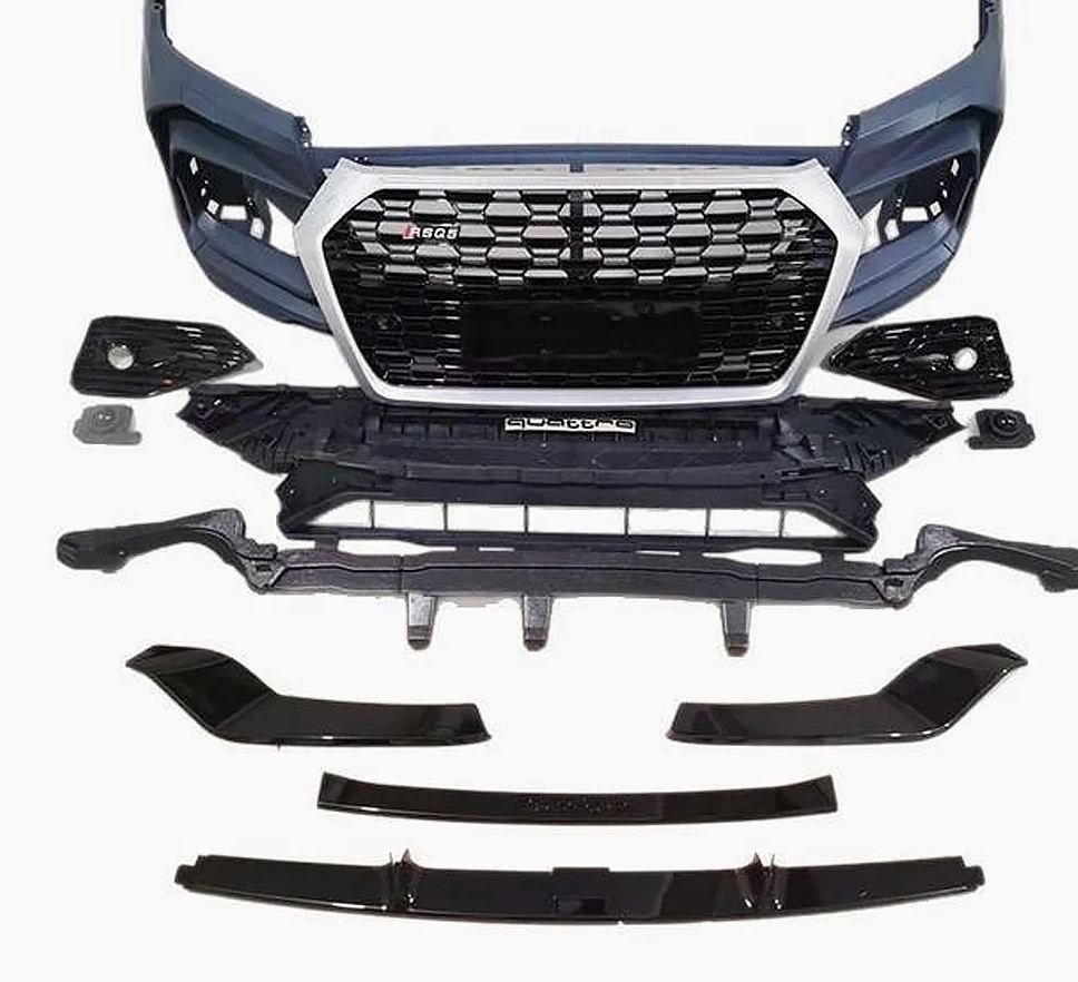 2018-2020 for Audi Q5 Modified with RSQ5 Front Bumper, Including Black and Silver Grille, RSQ5 Sport-style Front Bumper Assembly