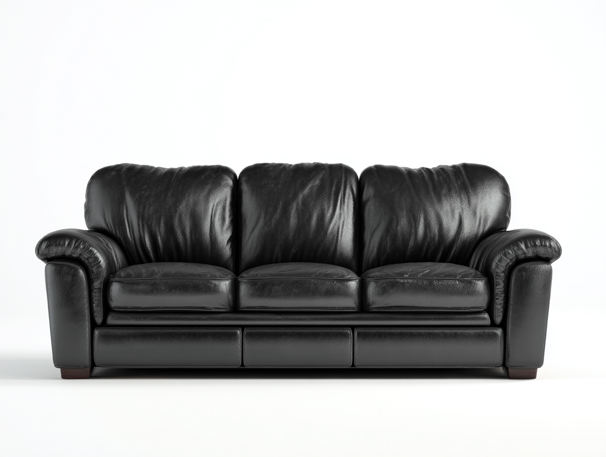 Canapé 3 places revêtement cuir rembourré 225x95x85 cm - Noir - Confort classique-Casamyloft