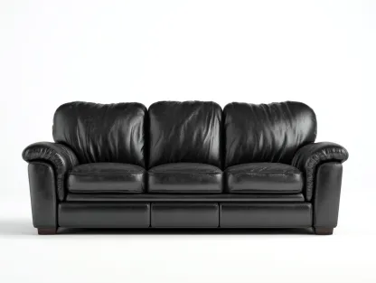 Canapé 3 places revêtement cuir rembourré 225x95x85 cm - Noir - Confort classique-Casamyloft