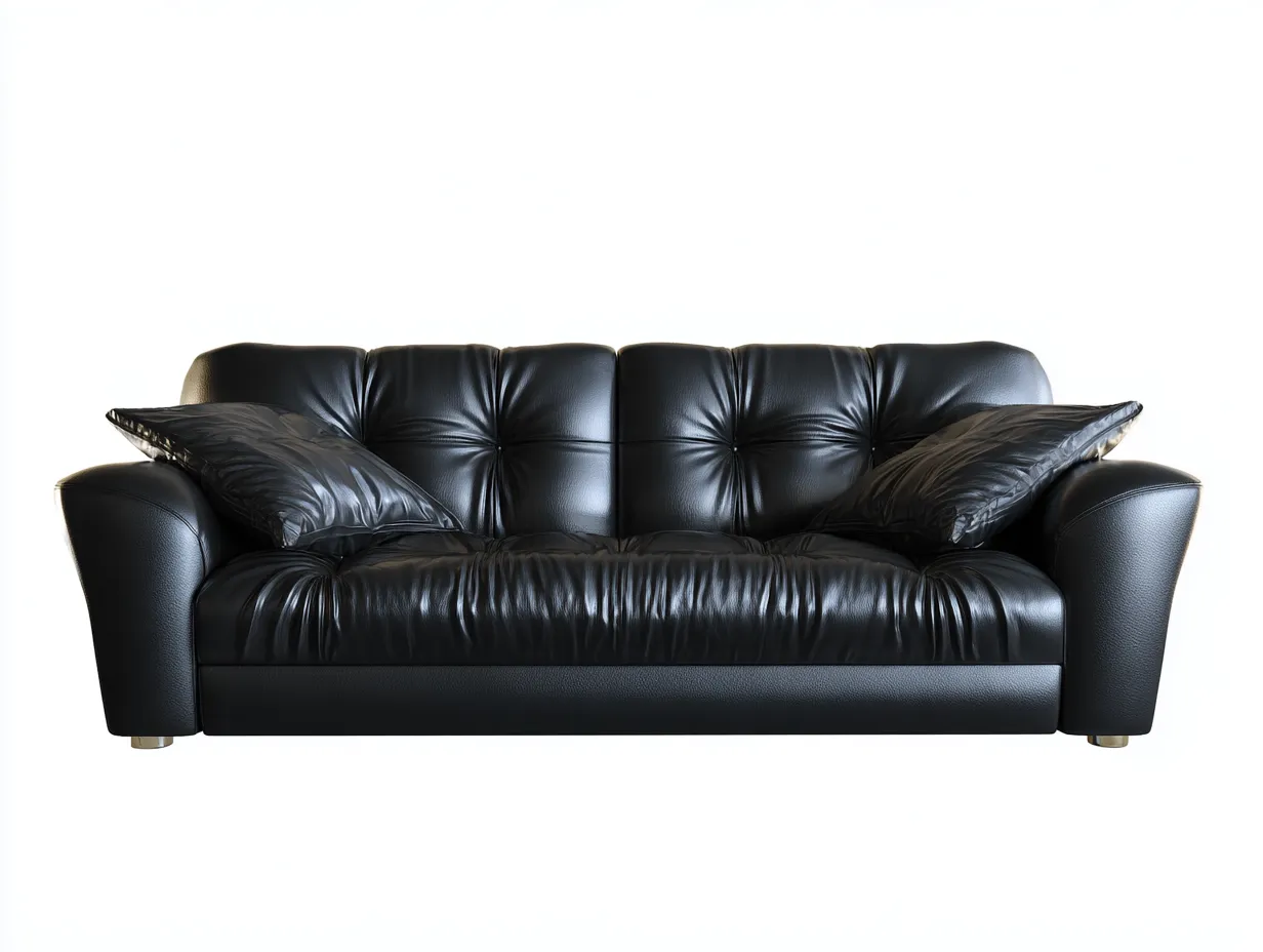 Canapé 3 places revêtement cuir et structure stable 215x95x85 cm - Noir - Design intemporel-Casamyloft