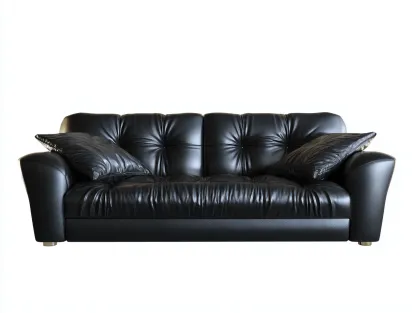 Canapé 3 places revêtement cuir et structure stable 215x95x85 cm - Noir - Design intemporel-Casamyloft