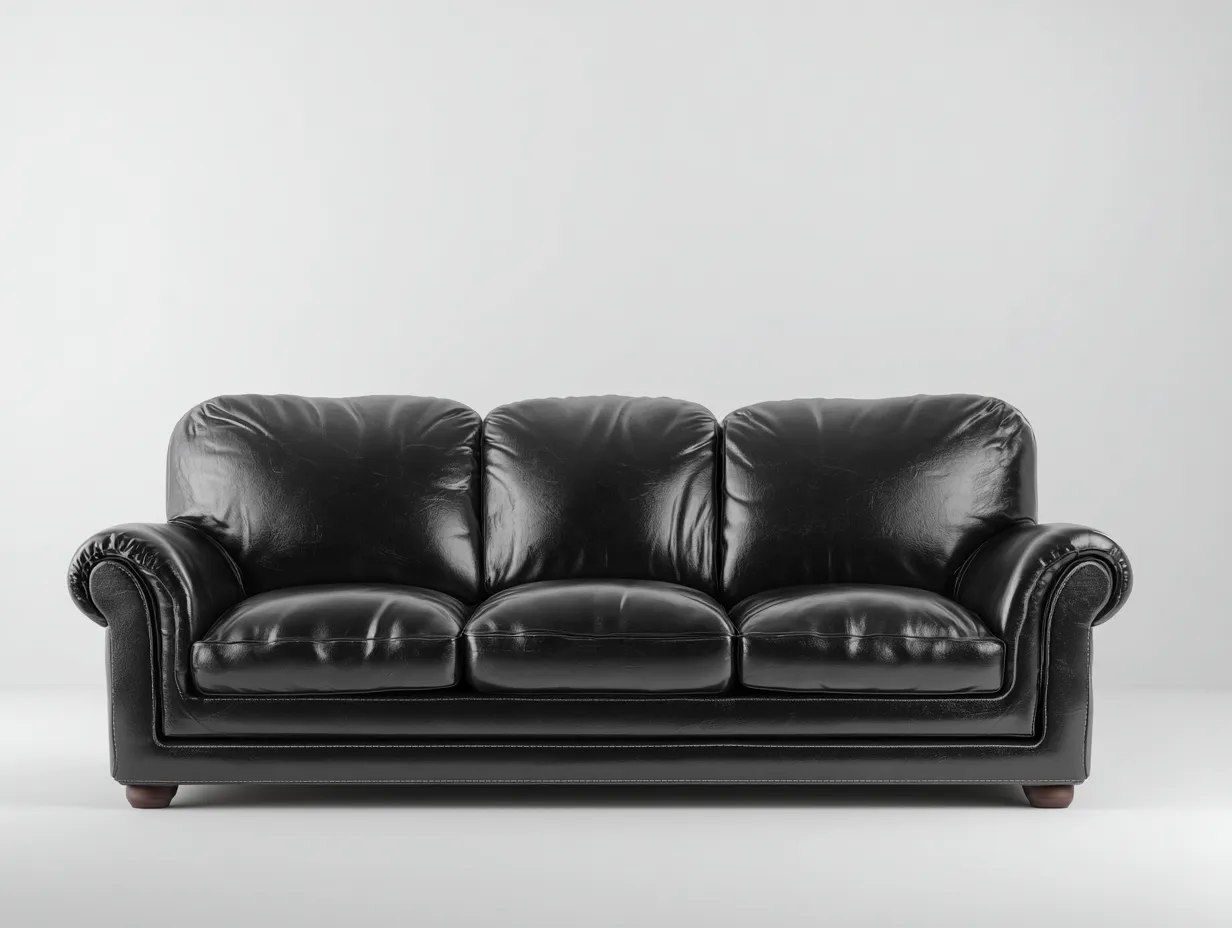 Canapé 3 places revêtement cuir synthétique 225x95x90 cm - noir - style intemporel-Casamyloft