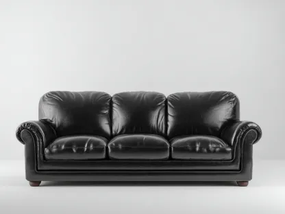 Canapé 3 places revêtement cuir synthétique 225x95x90 cm - noir - style intemporel-Casamyloft