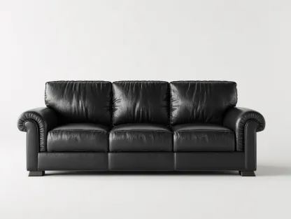 Canapé 3 places revêtement cuir 215x95x85 cm - noir - style classique-Casamyloft