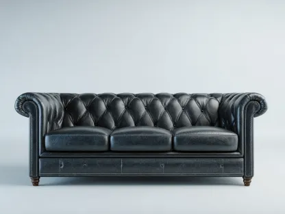 Canapé 3 places revêtement cuir et structure stable 220x95x85 cm - Noir - Style classique-Casamyloft