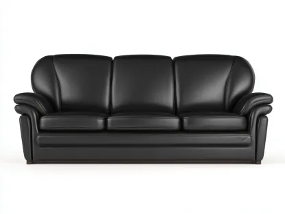 Canapé 3 places - revêtement en simili cuir et structure en bois - 215x92x90 cm - noir - style classique-Casamyloft