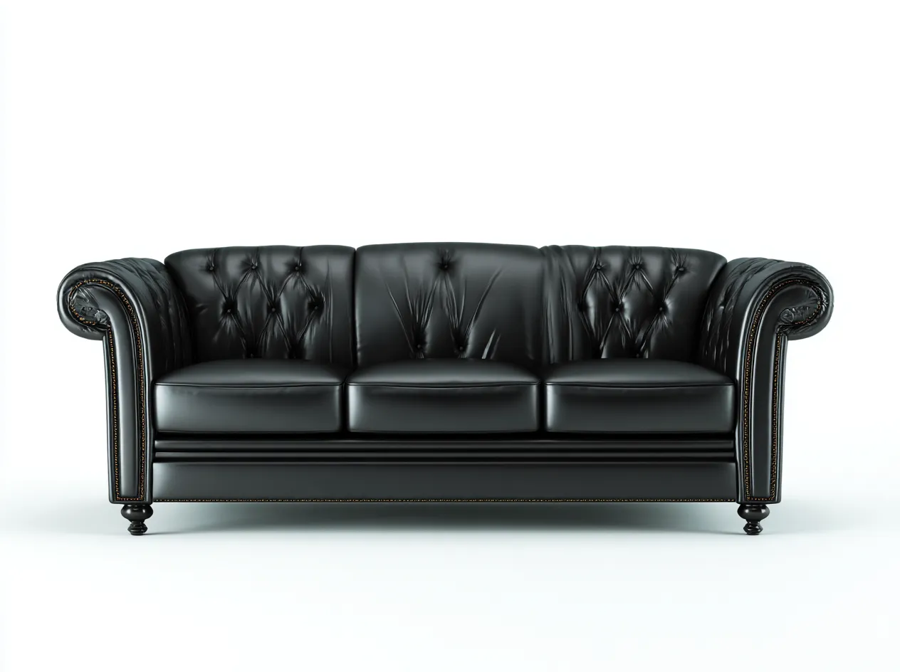 Canapé 3 places revêtement cuir synthétique 230x95x85 cm - noir - style classique-Casamyloft