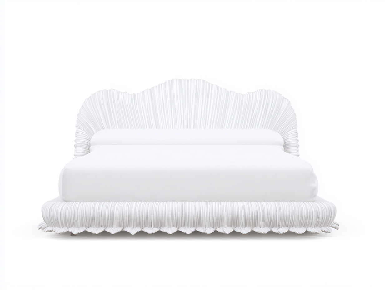 Lit double revêtement textile capitonné 210x170x120 cm - Blanc - Design sculptural-Casamyloft