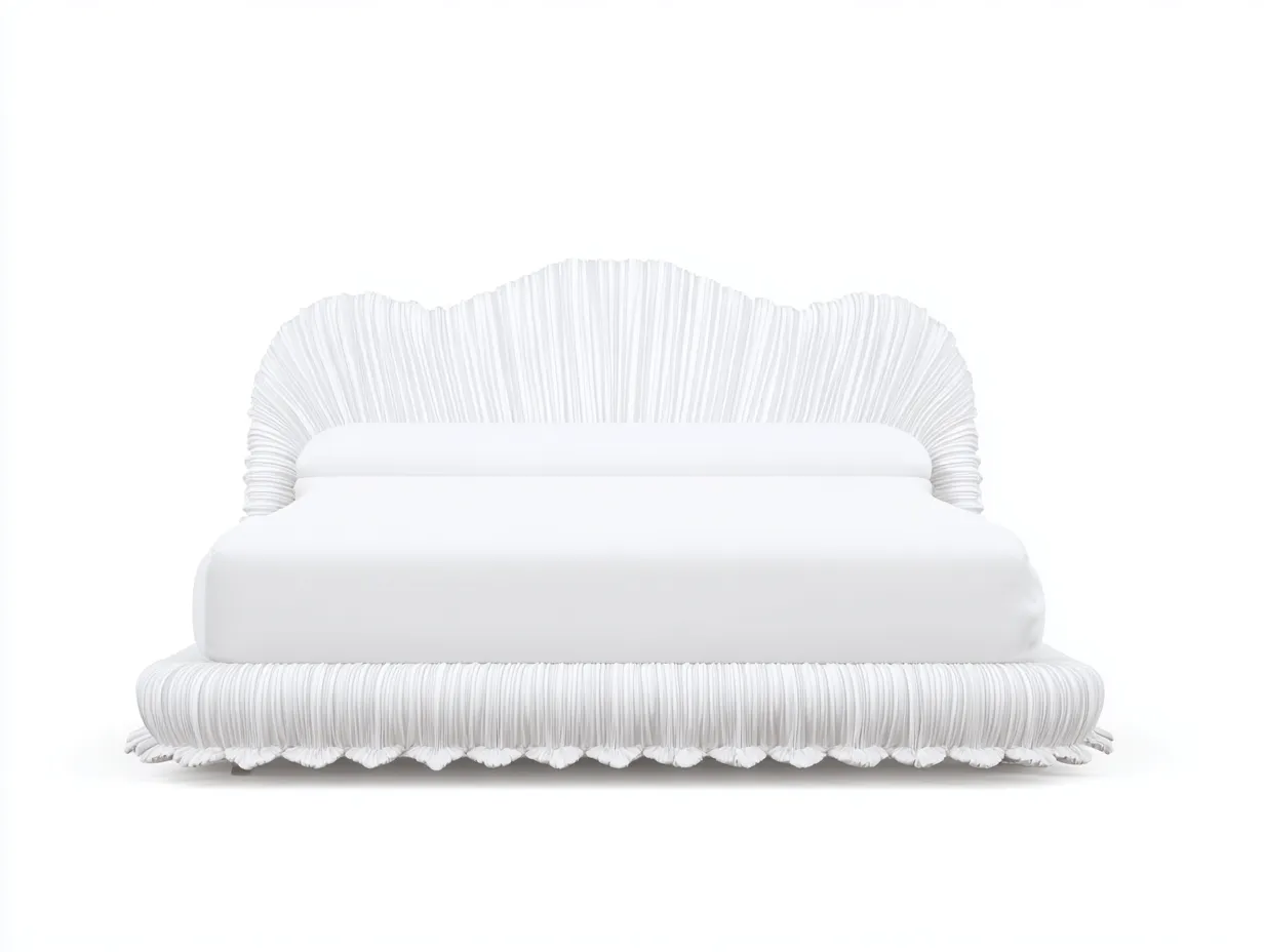 Lit double revêtement textile capitonné 210x170x120 cm - Blanc - Design sculptural-Casamyloft