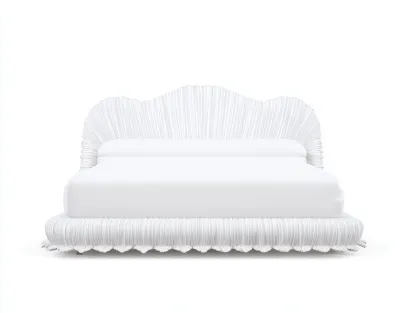 Lit double revêtement textile capitonné 210x170x120 cm - Blanc - Design sculptural-Casamyloft