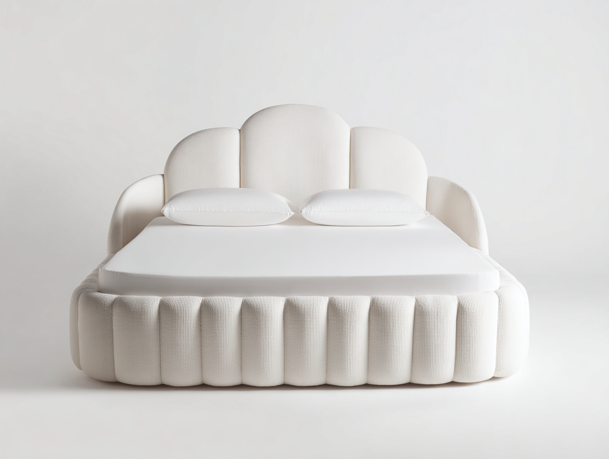 Lit double revêtement tissu et structure stable 200x160x110 cm - Blanc - Design élégant-Casamyloft