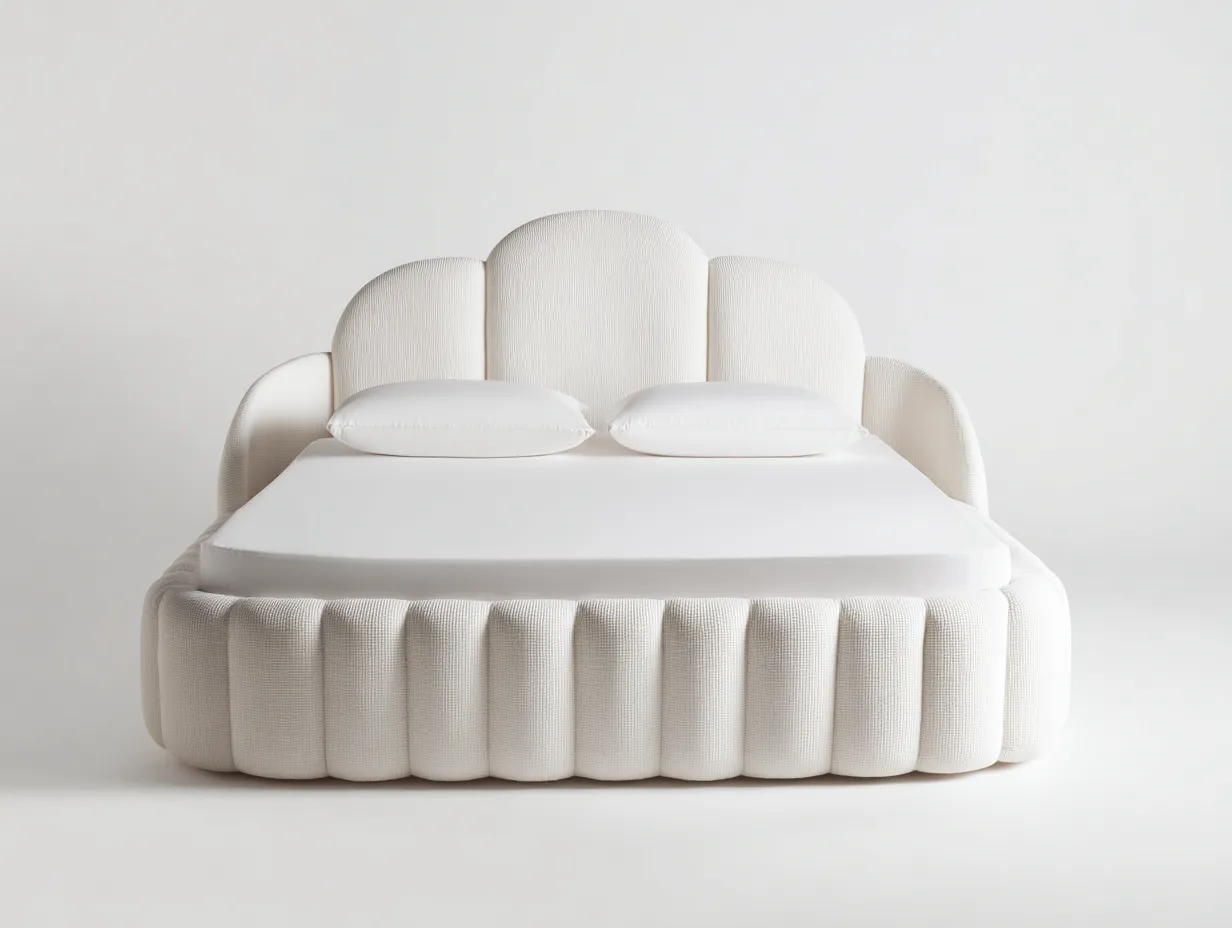 Lit double revêtement tissu et structure stable 200x160x110 cm - Blanc - Design élégant-Casamyloft