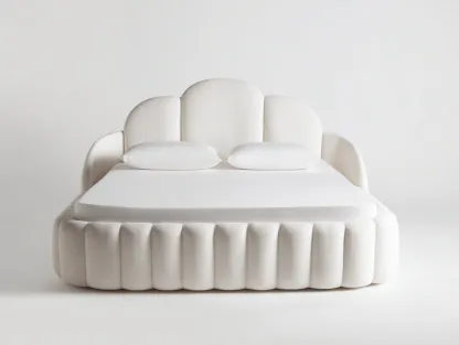 Lit double revêtement tissu et structure stable 200x160x110 cm - Blanc - Design élégant-Casamyloft