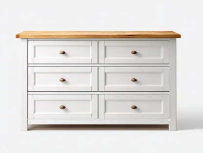 Commode bois massif et finition peinte 120x45x85 cm - Blanc-Bois - Style classique-Casamyloft