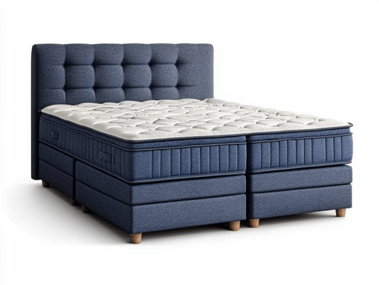 Lit double revêtement tissu et structure stable 200x160x115 cm - Bleu - Design contemporain-Casamyloft