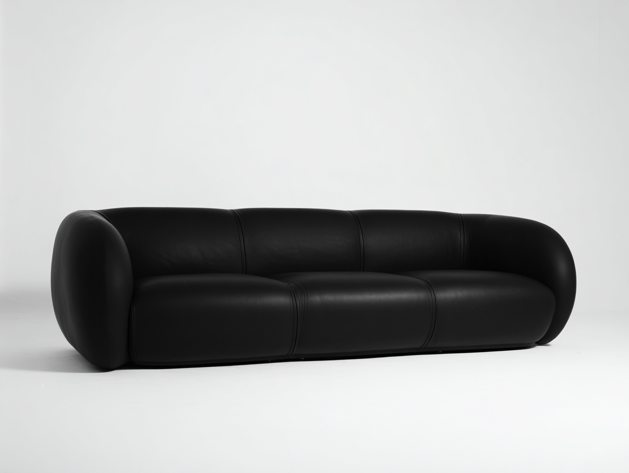 Canapé 3 places revêtement synthétique rembourré 240x95x75 cm - Noir - Design contemporain-Casamyloft