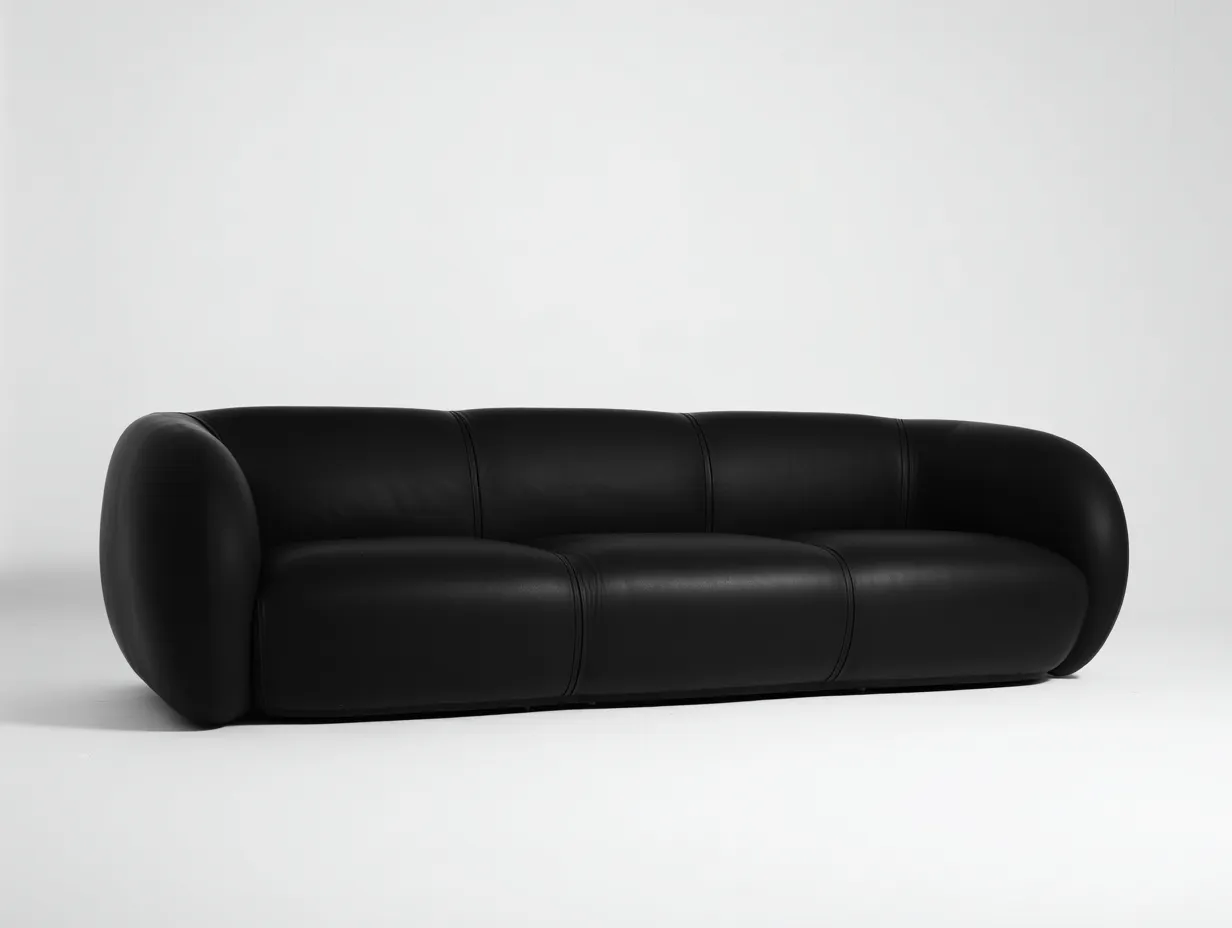 Canapé 3 places revêtement synthétique rembourré 240x95x75 cm - Noir - Design contemporain-Casamyloft