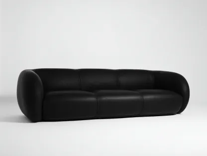 Canapé 3 places revêtement synthétique rembourré 240x95x75 cm - Noir - Design contemporain-Casamyloft