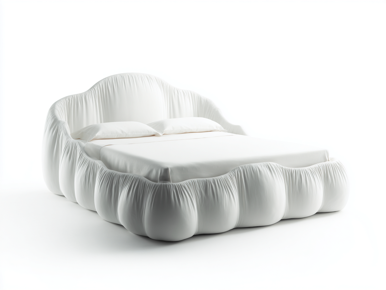 Lit double revêtement tissu 200x160x95 cm - blanc - style contemporain-Casamyloft