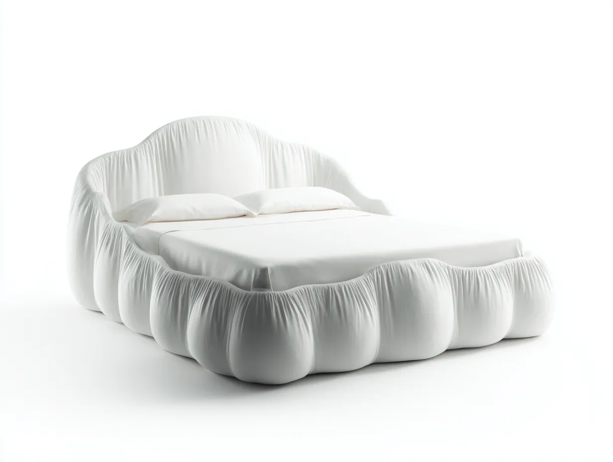 Lit double revêtement tissu 200x160x95 cm - blanc - style contemporain-Casamyloft