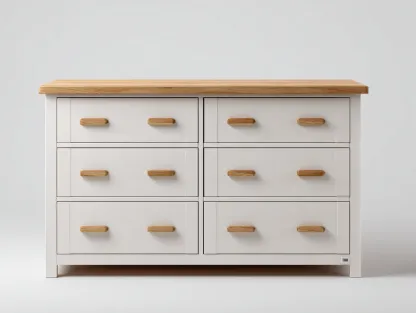 Commode bois massif et panneaux 120x45x85 cm - blanc-bois clair - style scandinave-Casamyloft