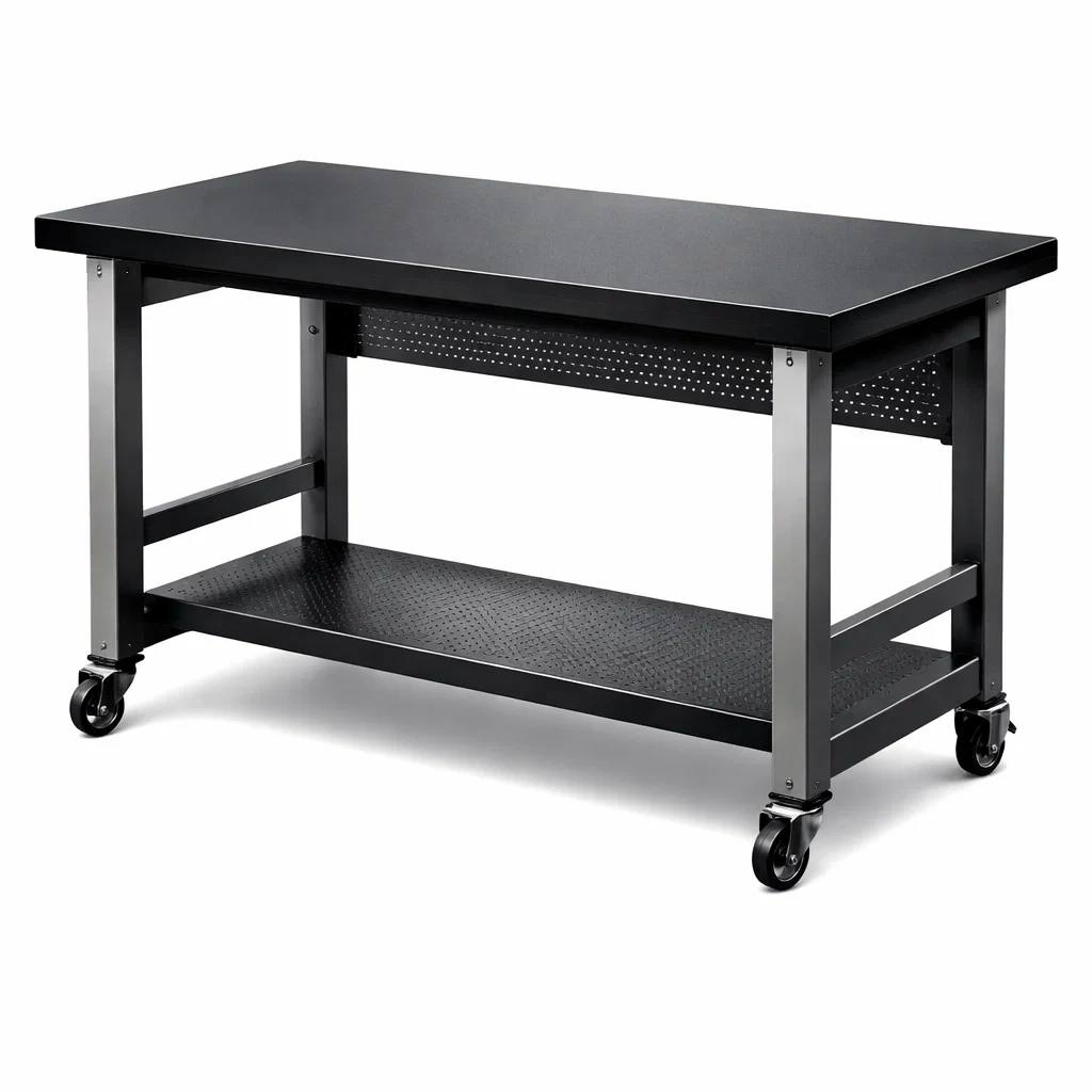 Banco da lavoro in acciaio con ruote 120x60x90 cm-LUXEVIBEHUB