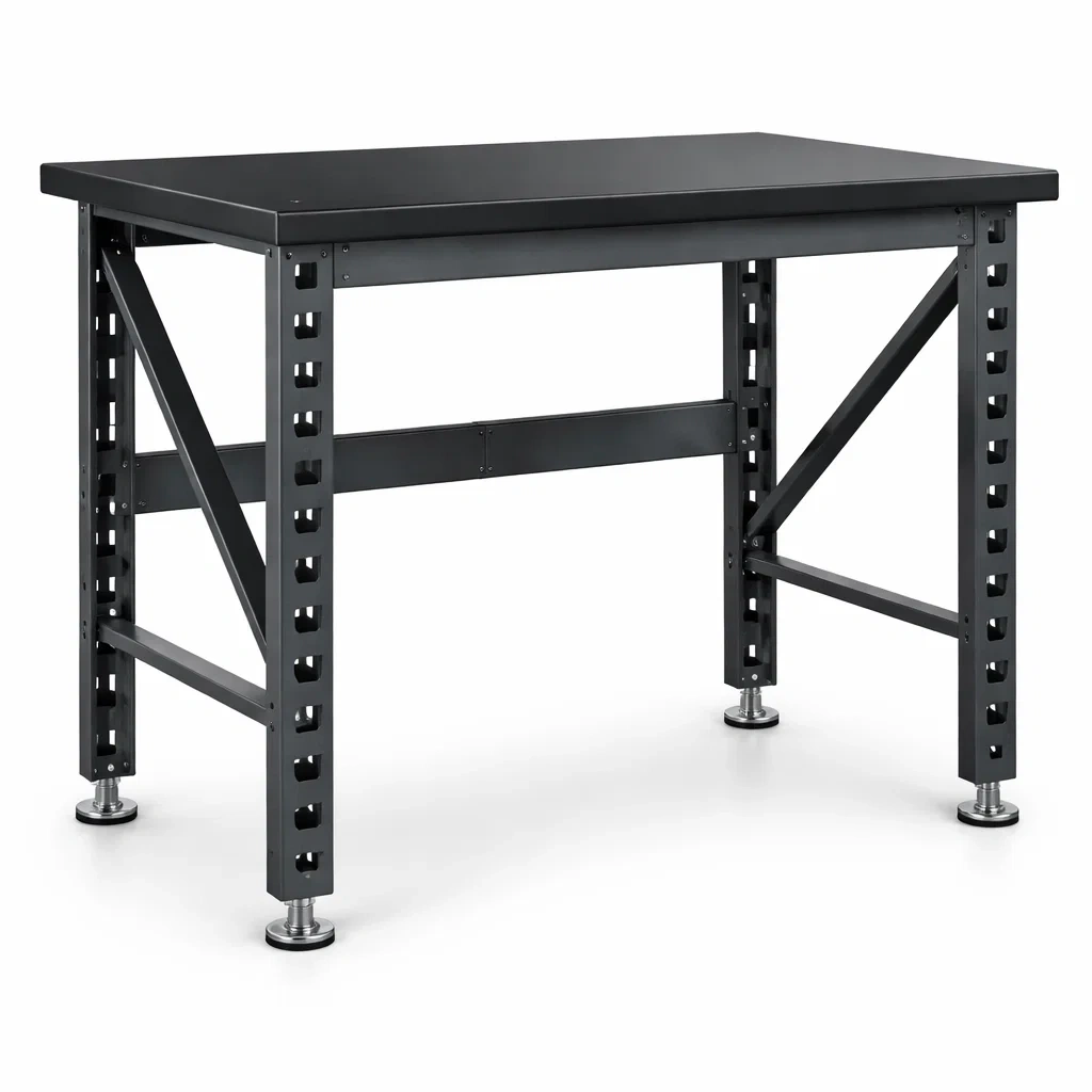 Banco da lavoro in acciaio verniciato nero 120x60x90 cm-LUXEVIBEHUB